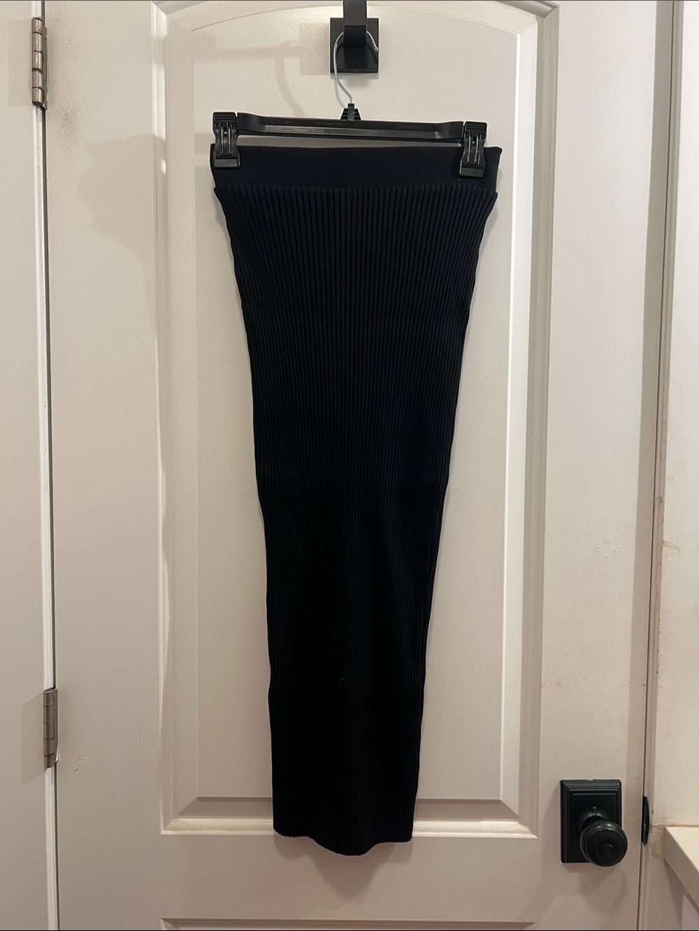 Zara Black Ribbed Maxi Pencil Skirt